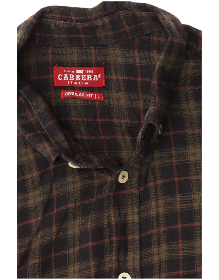 Carrera Camicia da uomo in flanella dalla vestibilità regolare, grande motivo kaki