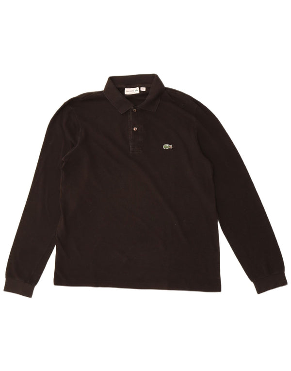 Polo Lacoste da uomo a maniche lunghe vestibilità classica taglia 4 media cotone nero