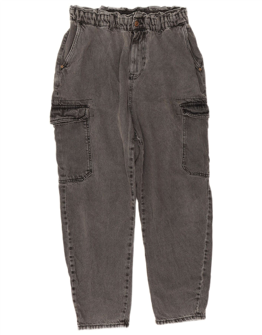 Jeans larghi crop cargo da donna Zara EU 40 medio W32 L25 cotone grigio