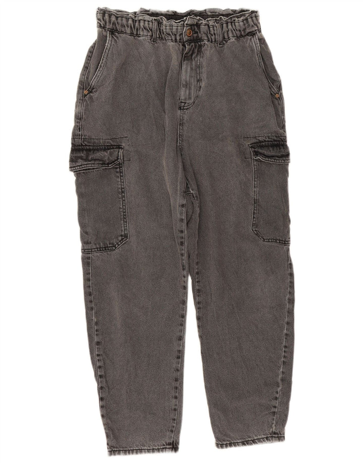 Jeans larghi crop cargo da donna Zara EU 40 medio W32 L25 cotone grigio