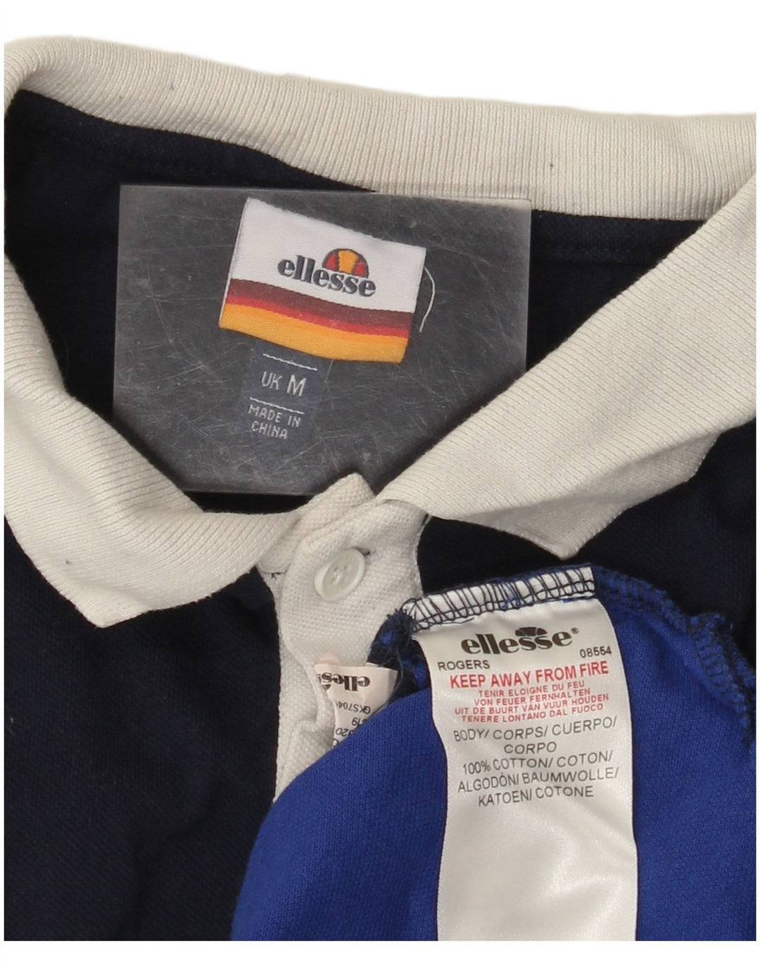 ELLESSE Polo grafica da uomo in cotone color block medio multicolore