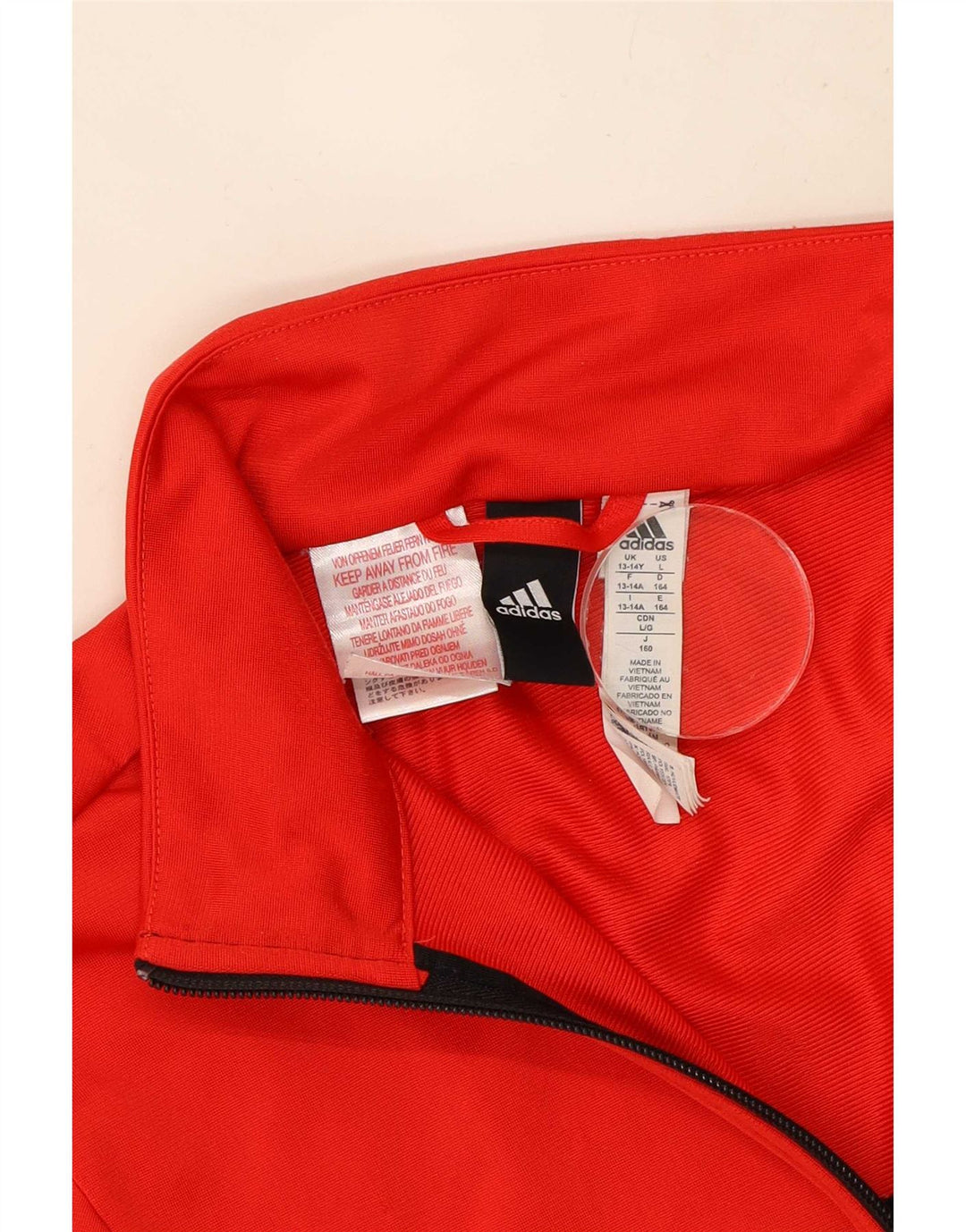 Giacca da tuta da ragazzo Adidas 13-14 anni in poliestere color block rosso