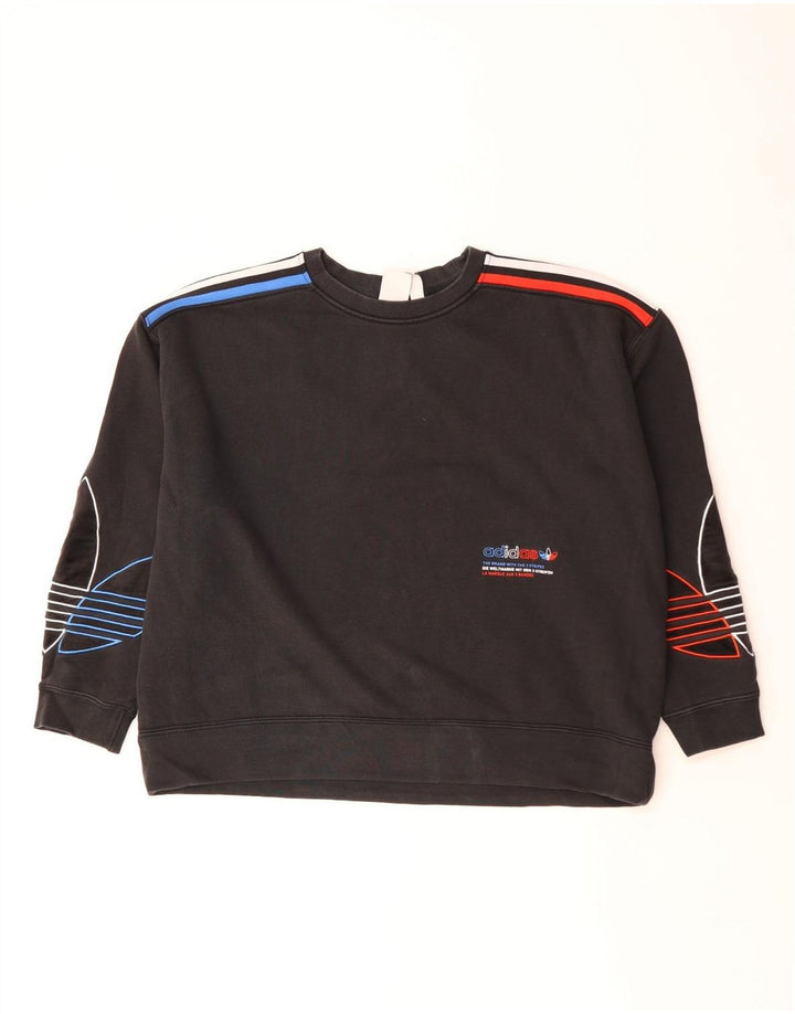 Felpa da donna Adidas con tre strisce, maglione, UK 14, grande, nera