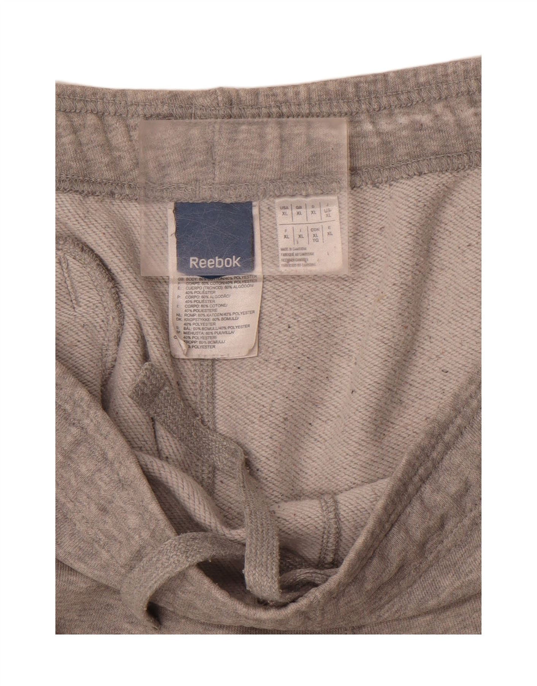 REEBOK Mens Tracksuit Trousers XL Grey Cotton