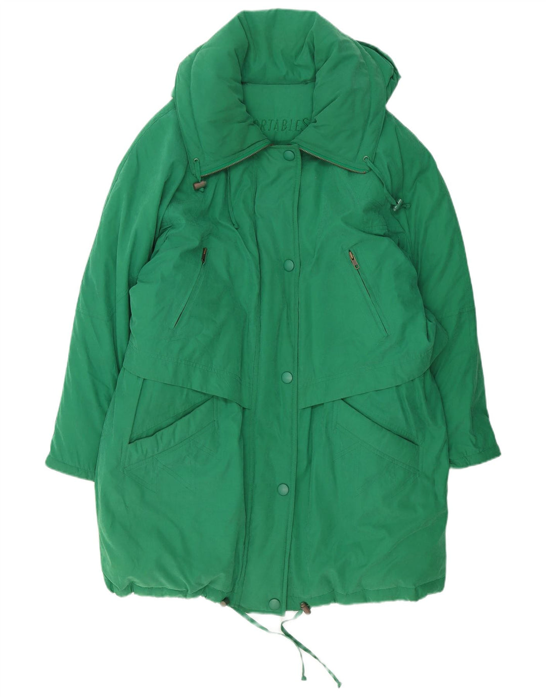 Cappotto imbottito oversize da donna VINTAGE EU 42 Large Verde Poliestere
