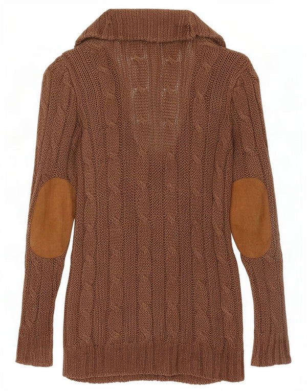 Maglione cardigan lungo oversize da donna Ralph Lauren UK 6 XS Lino marrone