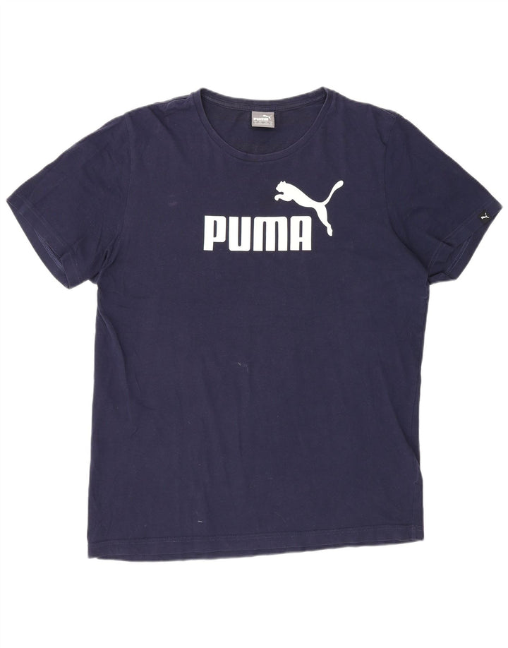 T-shirt grafica da uomo Puma Top in cotone blu navy medio