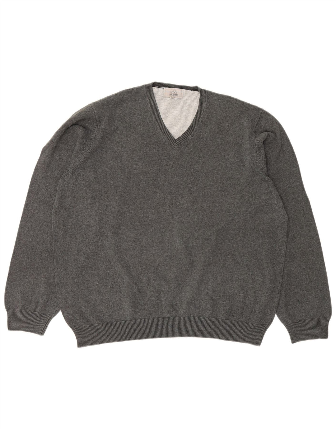 Maglione maglione con scollo a V da uomo Marks & Spencer 2XL cotone grigio