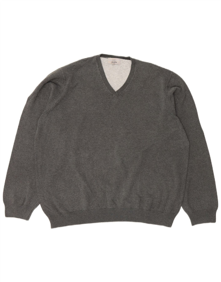 Maglione maglione con scollo a V da uomo Marks & Spencer 2XL cotone grigio
