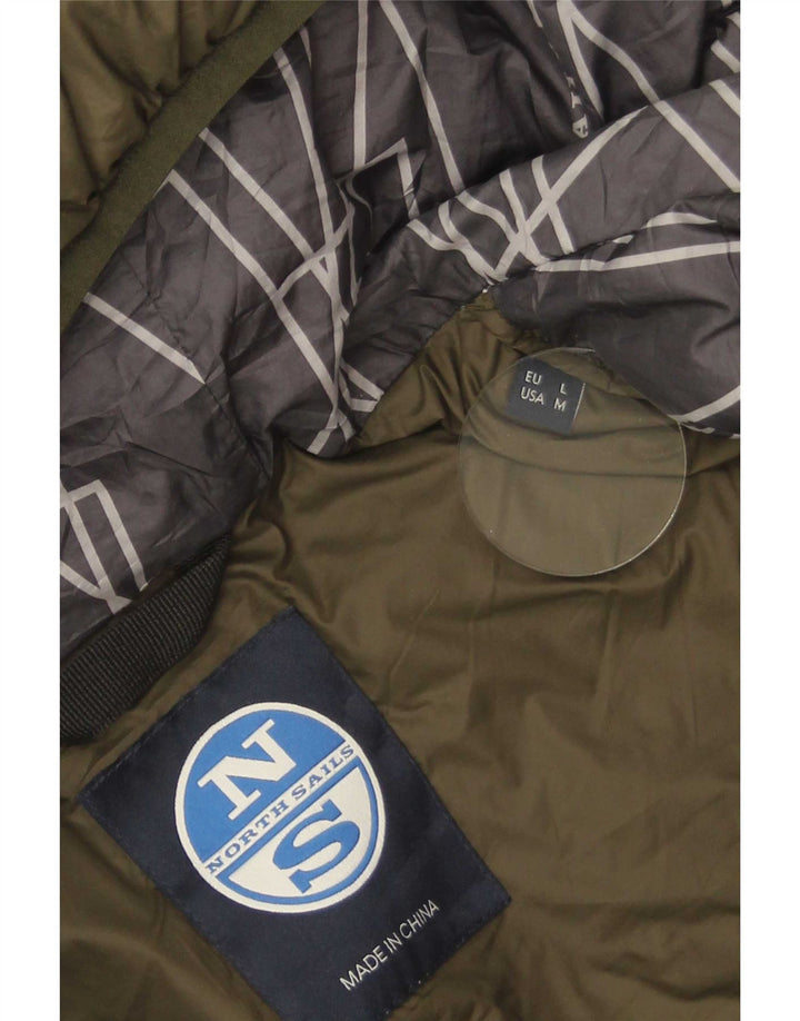 Giacca imbottita con cappuccio da uomo North Sails UK 40 Large Khaki Poliammide