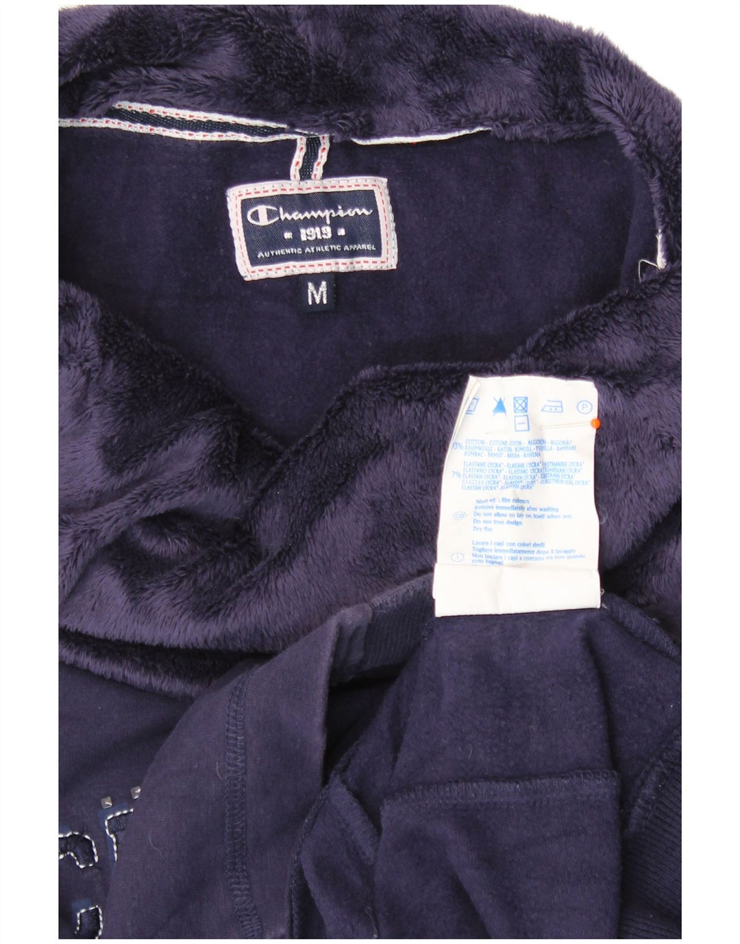 CHAMPION Womens Graphic Sweatshirt Jumper UK 14 Medium Navy Blue Cotton
