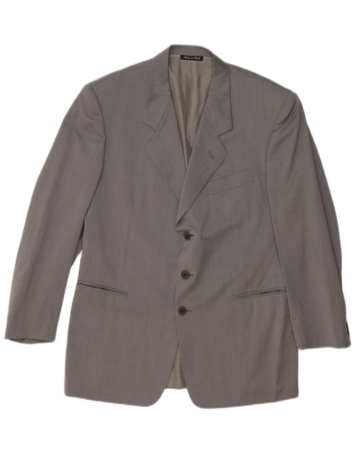 PAL ZILERI Giacca Blazer da Uomo a 3 Bottoni IT 50 Large Grigia in Lana Vergine