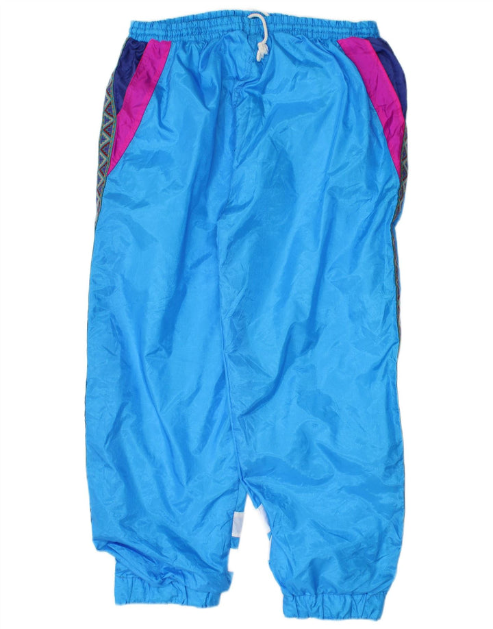 Pantaloni da tuta vintage da uomo Joggers Blu medio color block in poliammide