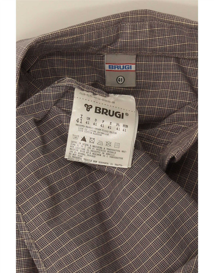 Camicia a maniche corte da uomo Brugi taglia 41 in cotone a quadri grigi grandi