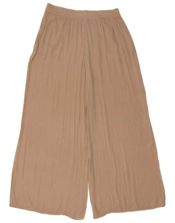 Pantaloni casual a gamba larga a vita alta da donna Zara XL W32 L30 Beige