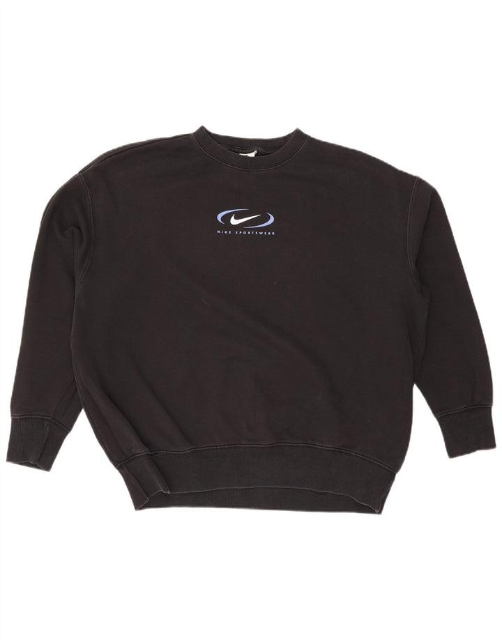 Felpa Nike da uomo con grafica ampia e vestibilità ampia, cotone medio nero