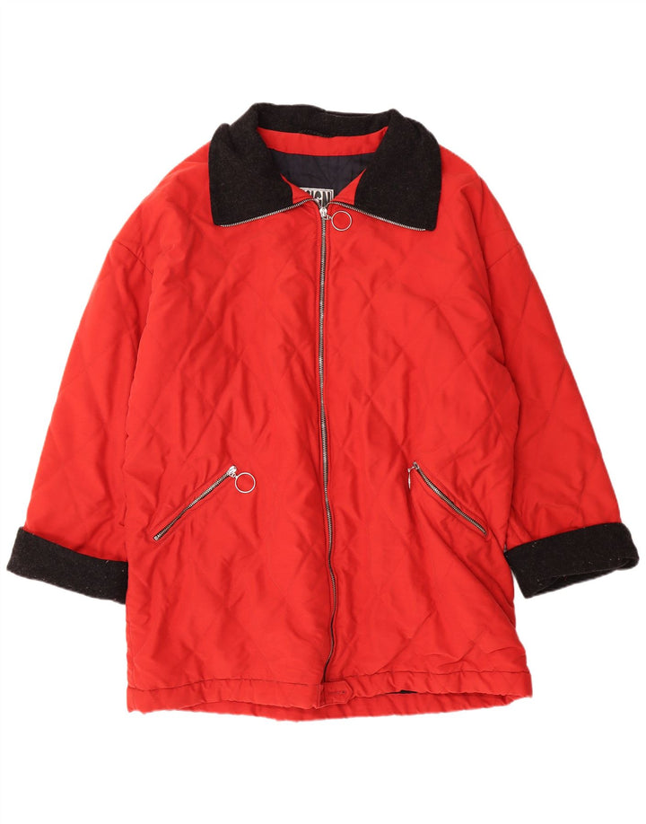 VINTAGE Womens Oversized Overcoat EU 42 Large Red