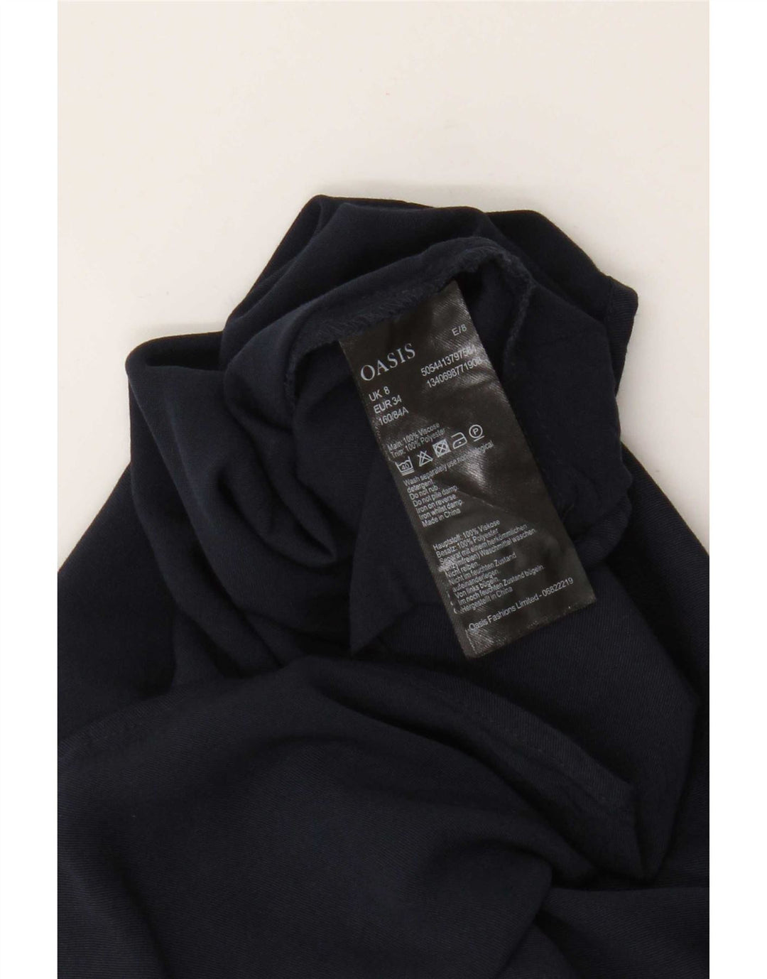 Top corto da donna con spalle scoperte Oasis UK 8 piccolo in viscosa blu navy