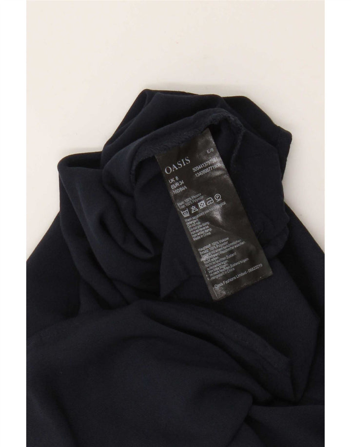 Top corto da donna con spalle scoperte Oasis UK 8 piccolo in viscosa blu navy