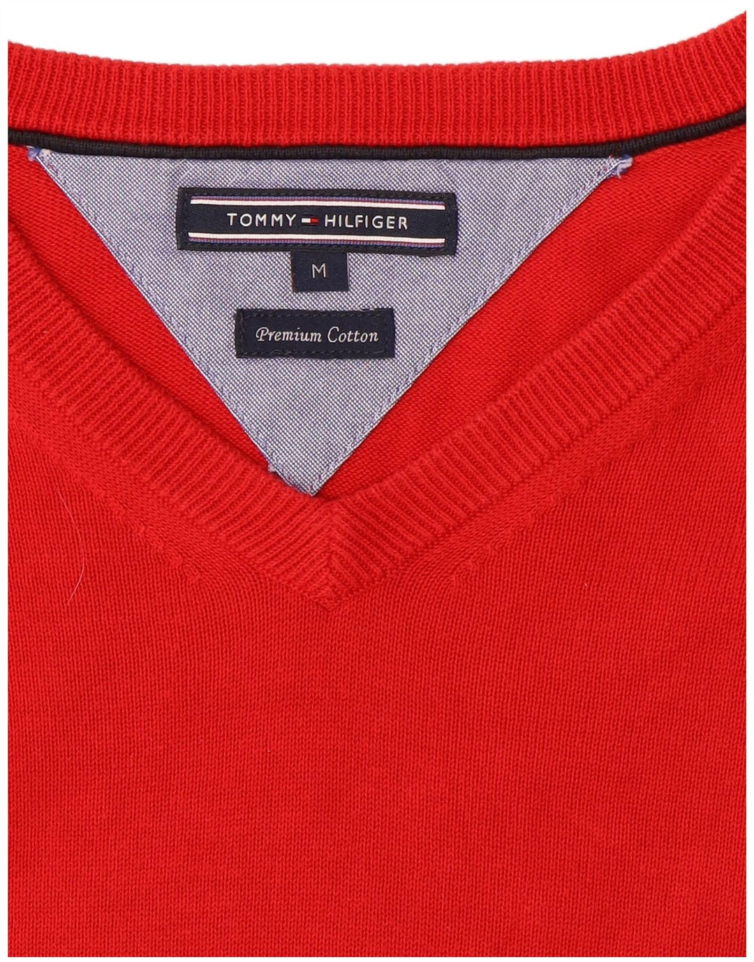Maglione maglione con scollo a V da uomo Tommy Hilfiger in cotone rosso medio
