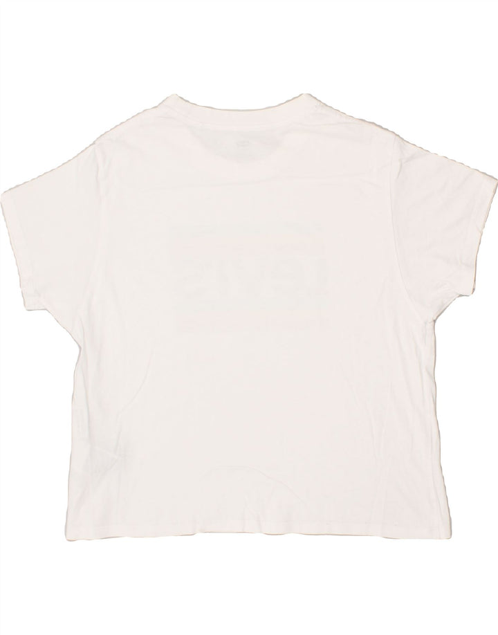 LEVI'S Womens Crop Graphic T-Shirt Top UK 14 Medium White Cotton | Vintage Levi's | Thrift | Second-Hand Levi's | Used Clothing | Messina Hembry 