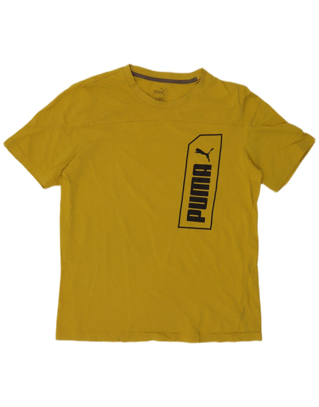 T-shirt grafica da uomo Puma Top Small in cotone giallo