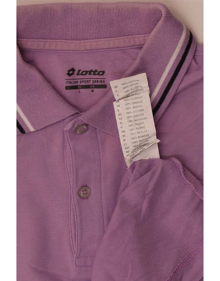 Polo da uomo Lotto in cotone a righe viola medio