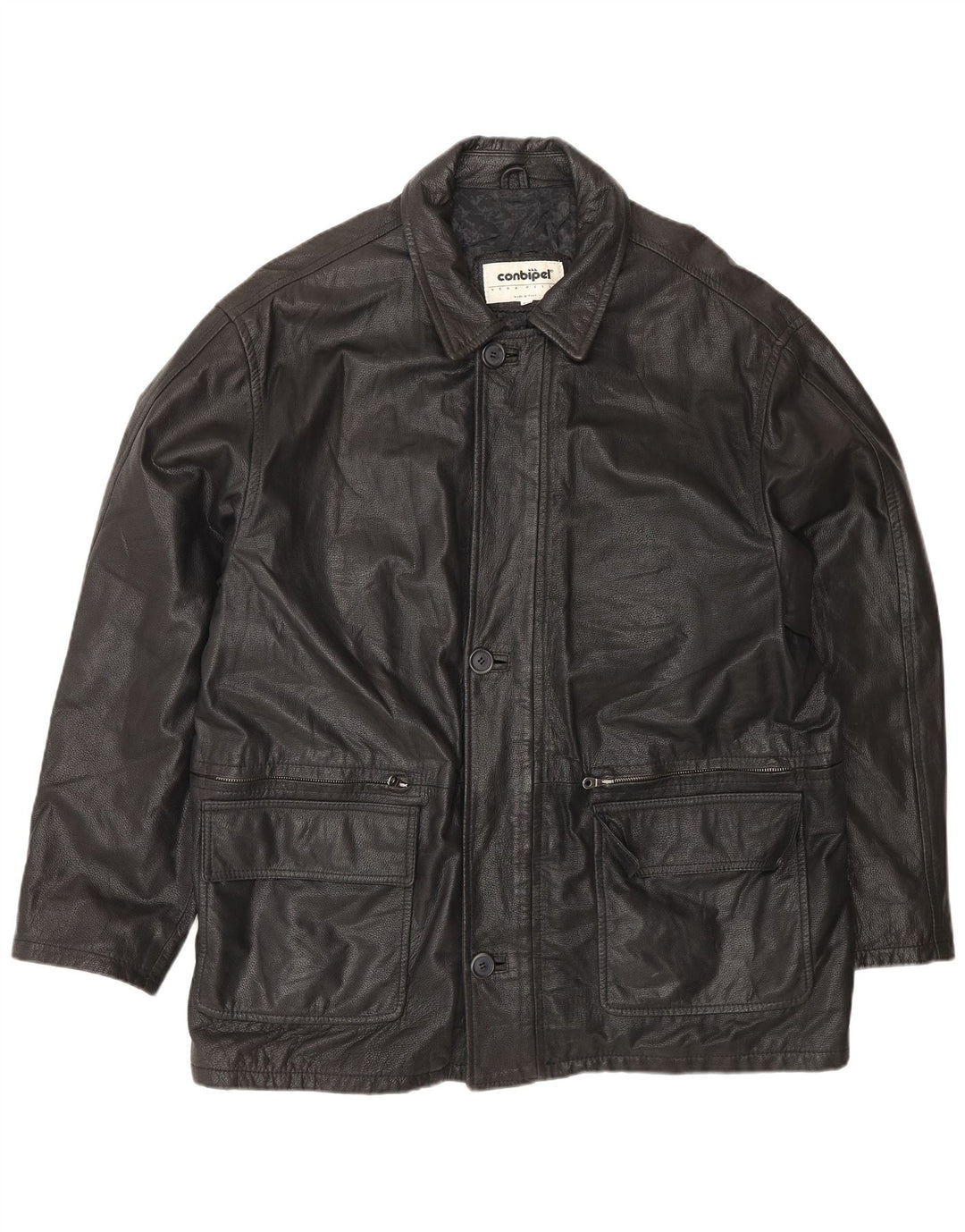 Giacca in Pelle Uomo Conbipel IT 56 2XL Pelle Nera