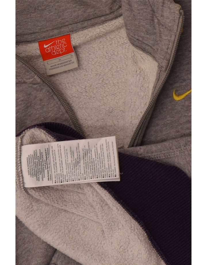 Felpa con cappuccio e zip Nike da uomo, grande, in cotone color block grigio