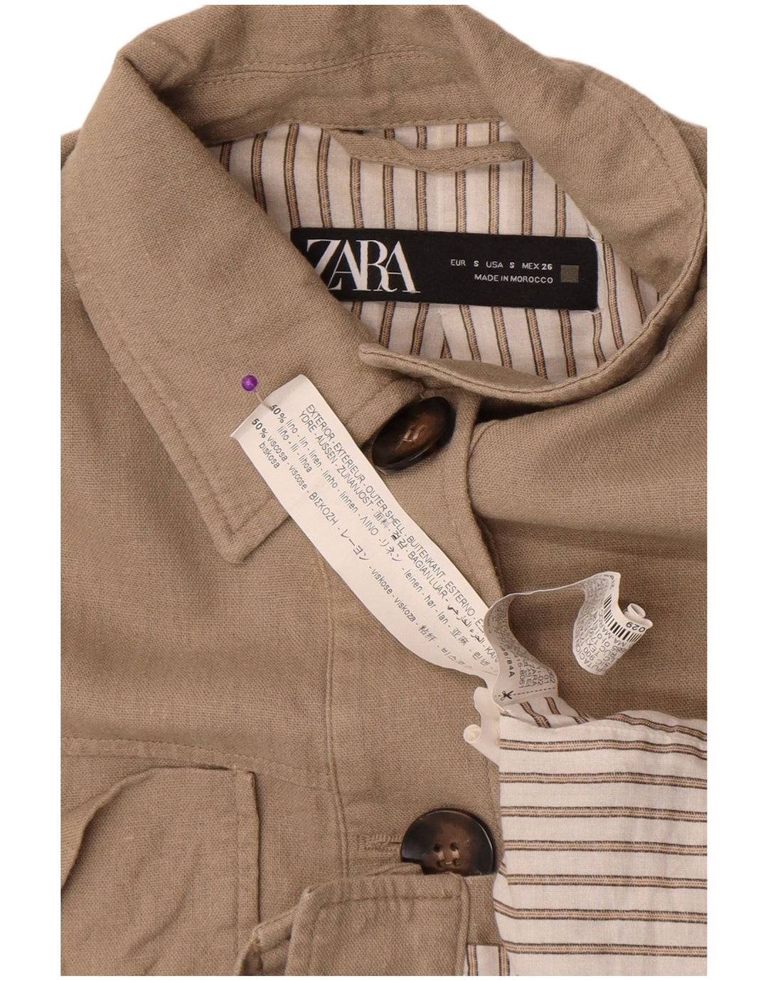 Giubbotto bomber oversize corto da donna Zara UK 10 piccolo lino beige