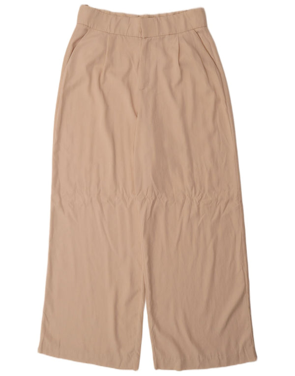 Pantaloni chino a gamba larga a vita alta da donna Zara XL W32 L32 Lyocell beige