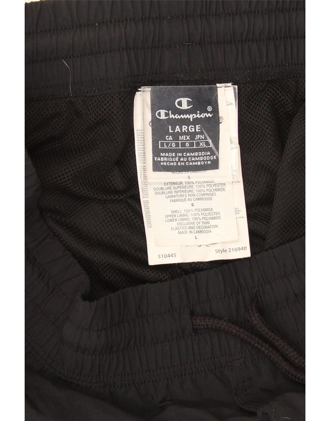 Pantaloni da tuta cargo da uomo Champion grandi in poliestere nero