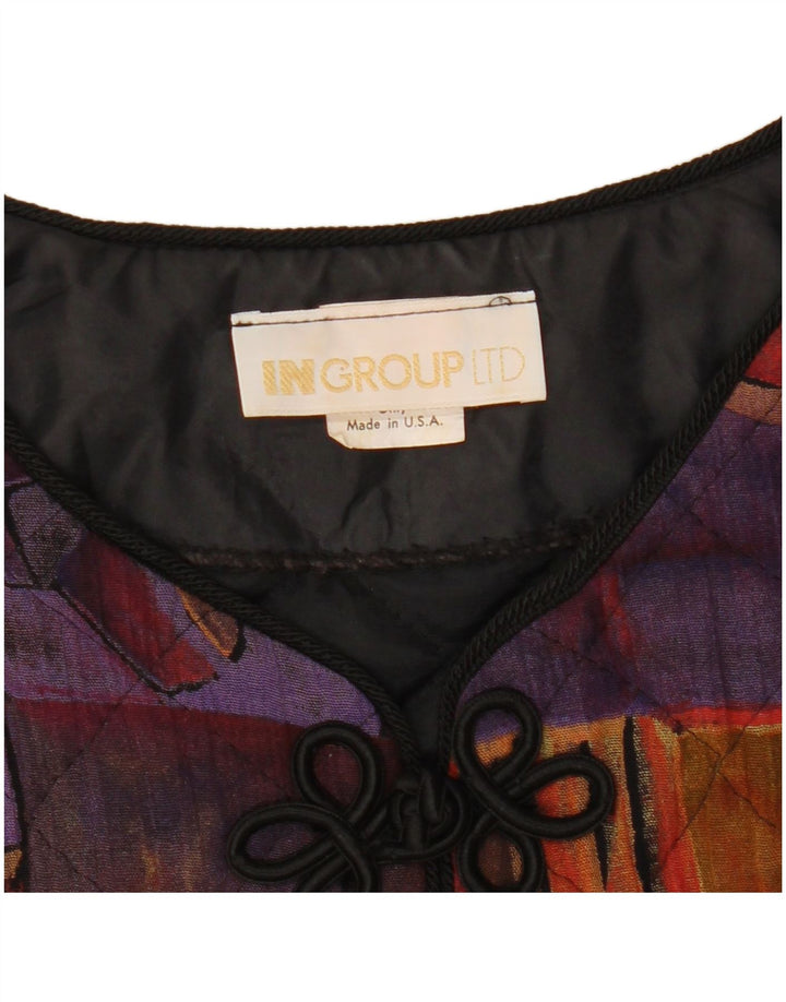 Giacca blazer corta da donna VINTAGE US 10 grande geometrica multicolore