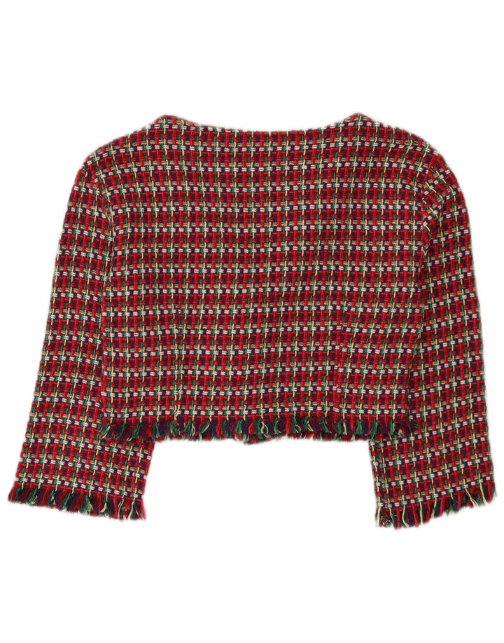 Giacca Bolero da donna Zara UK 12 cotone a quadri rosso medio
