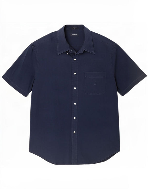 Camicia a maniche corte da uomo Nautica XL in cotone blu navy