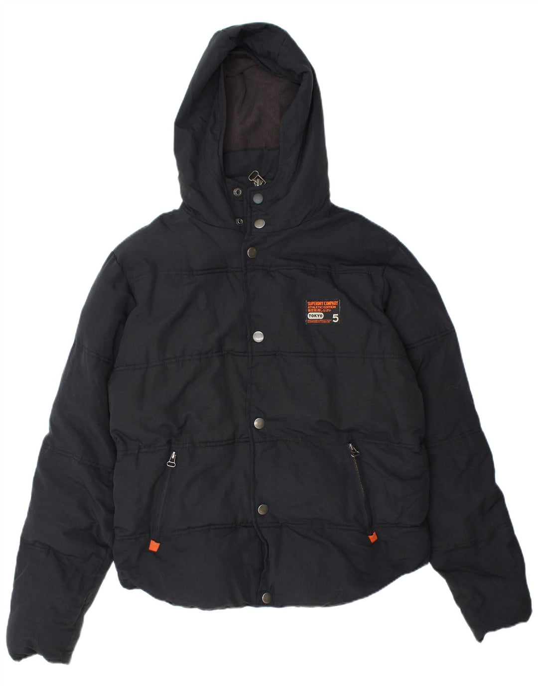 Giacca imbottita con cappuccio da uomo Superdry UK 40 Large in nylon blu navy