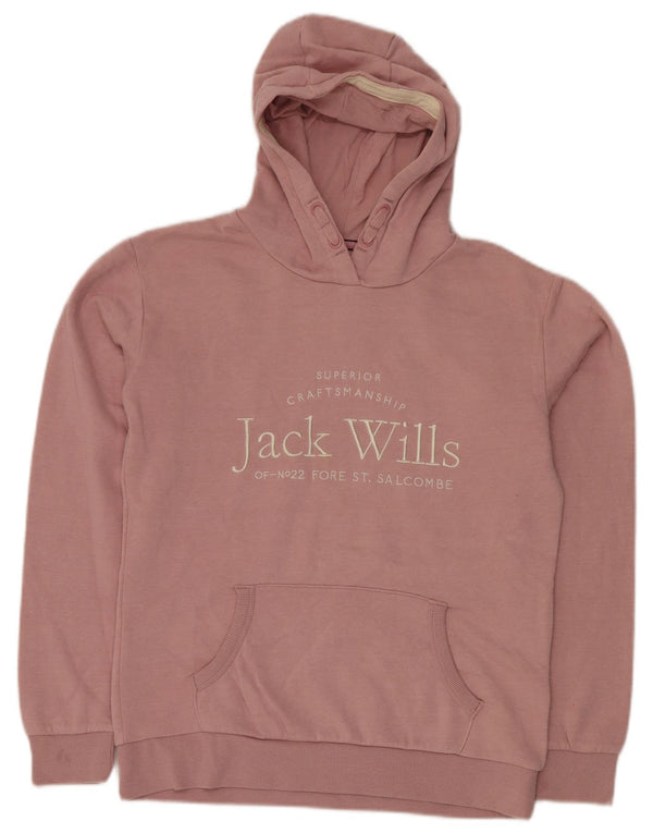 JACK WILLS Maglione con cappuccio grafico per ragazze 14-15 anni in cotone rosa
