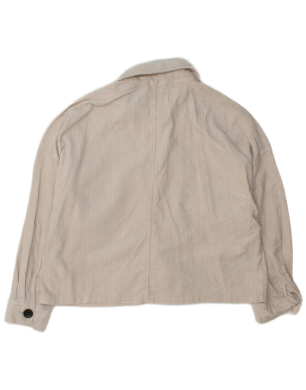 Giacca da donna in velluto a coste Zara UK 14 cotone bianco medio