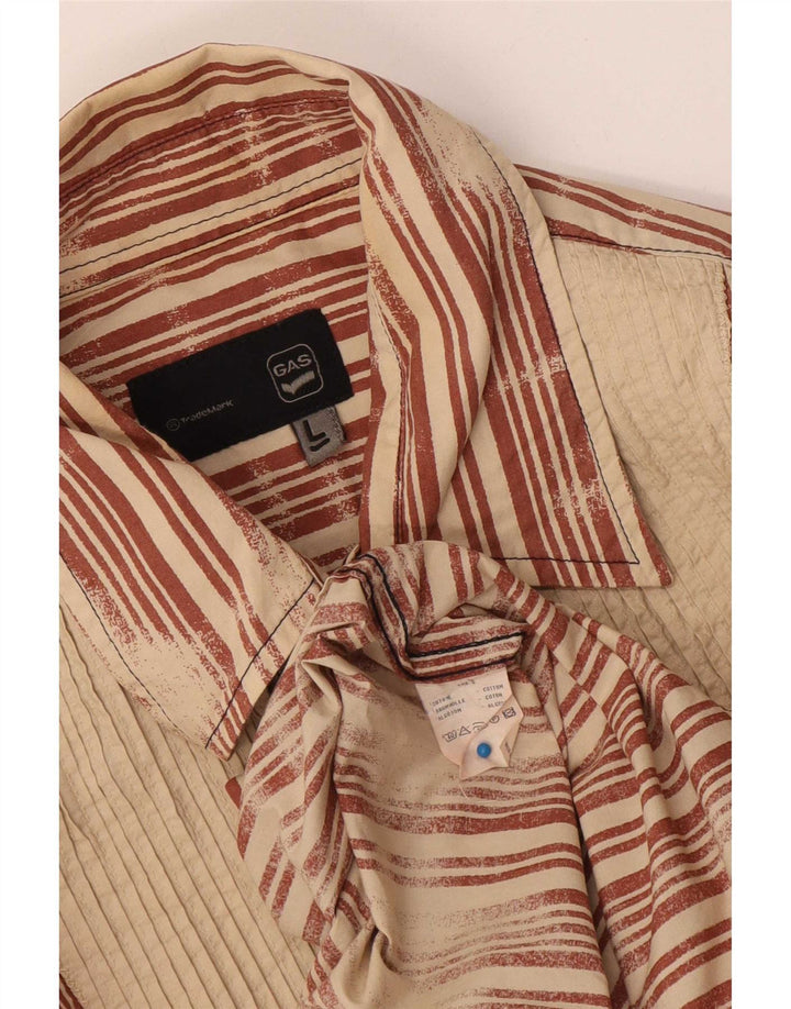 Camicia Uomo Gas Large in cotone a righe marroni