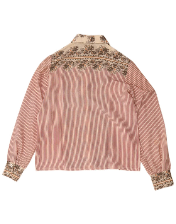 Camicia vintage da donna EU 38 poliestere a righe rosse medie