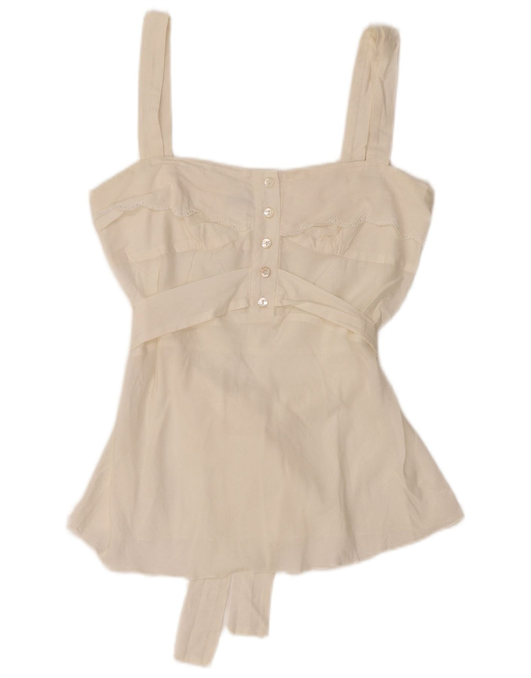 GUESS BY MARCIANO Top corto senza maniche da donna in camicetta UK 8 piccolo bianco