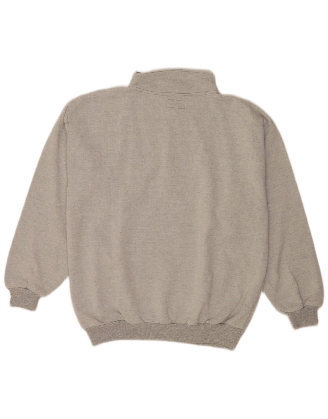 Felpa vintage da uomo con collo abbottonato, maglione XL, cotone grigio retrò