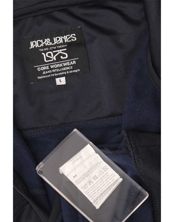 Jack & Jones - Maglione con cappuccio e zip da uomo, grande, in poliestere blu navy