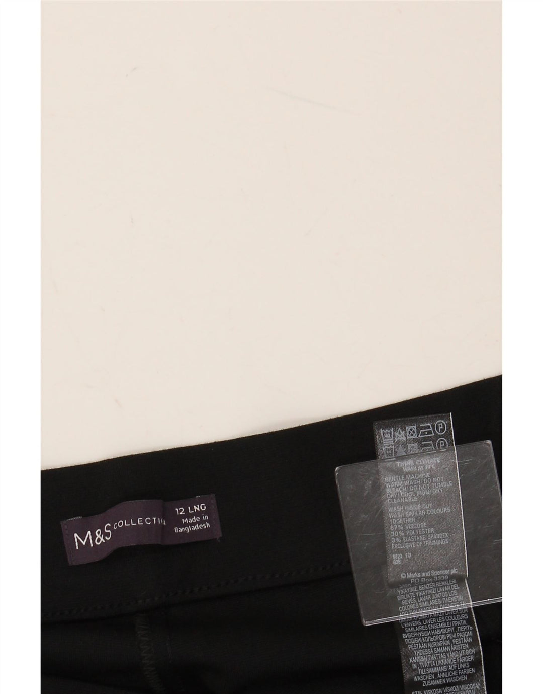 MARKS & SPENCER Pantaloni casual dritti da donna UK 12 Medio W30 L30 Nero