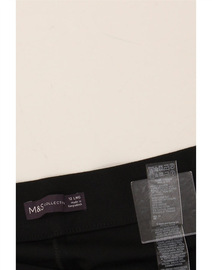 MARKS & SPENCER Pantaloni casual dritti da donna UK 12 Medio W30 L30 Nero
