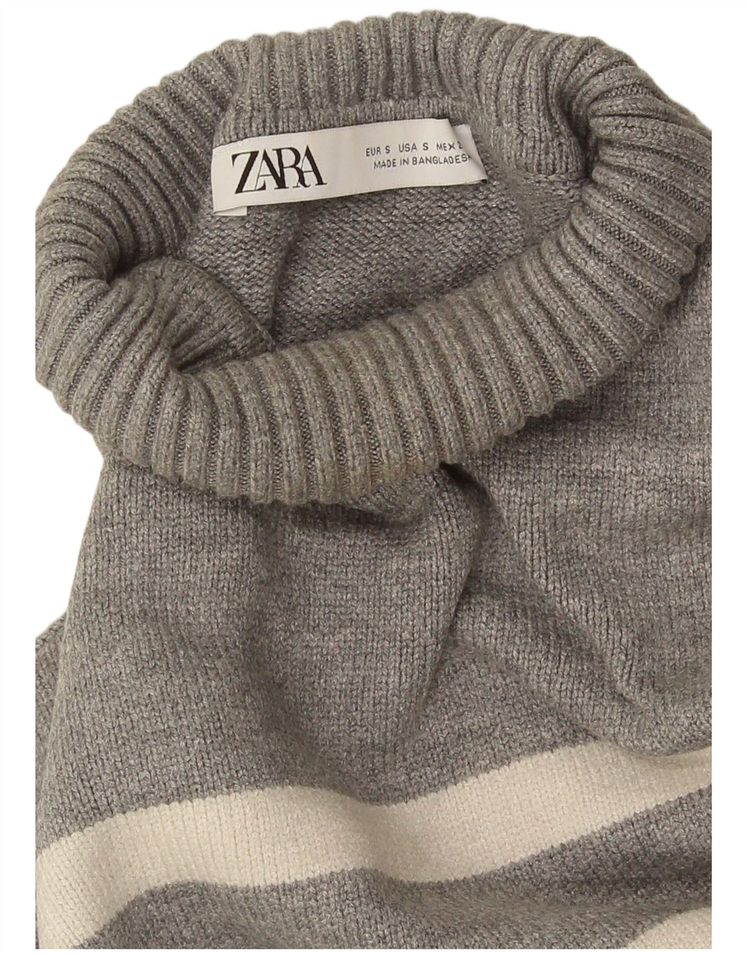 Maglione a collo alto oversize da donna Zara UK 10 piccolo grigio a righe