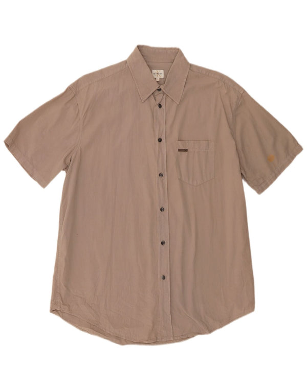 Calvin Klein Jeans Mens Short Sleeve Shirt Large Beige Cotton