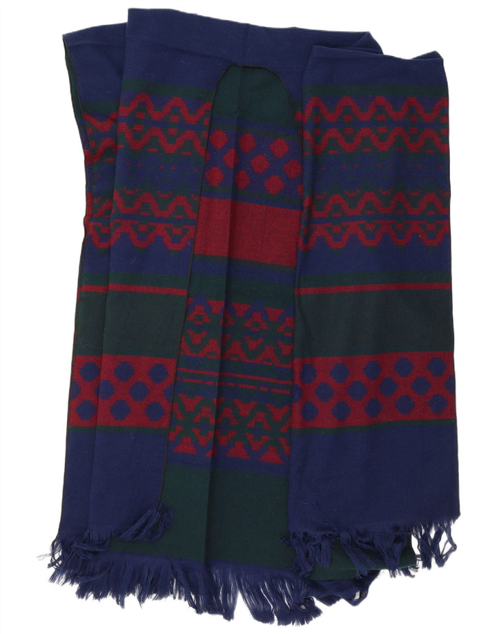 VINTAGE Womens Poncho Cardigan Sweater One Size Navy Blue Geometric