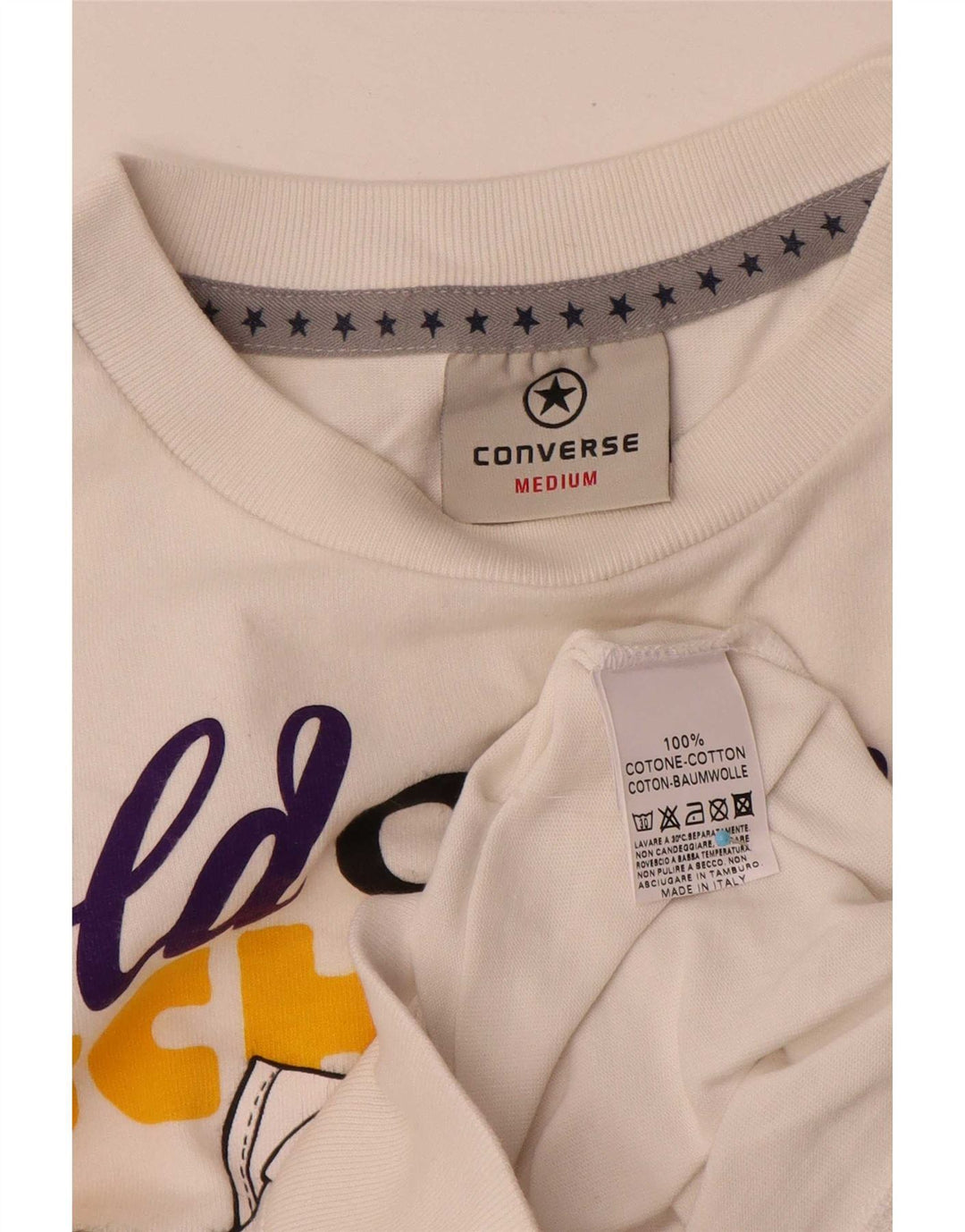 Felpa grafica da uomo Converse Maglione in cotone bianco medio