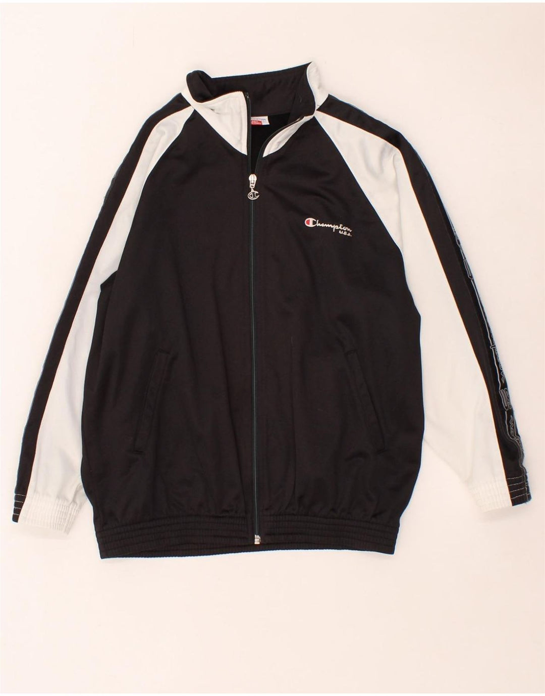CHAMPION Boys Tracksuit Top Jacket 11-12 Years Large  Black Colourblock Vintage Champion and Second-Hand Champion from Messina Hembry 